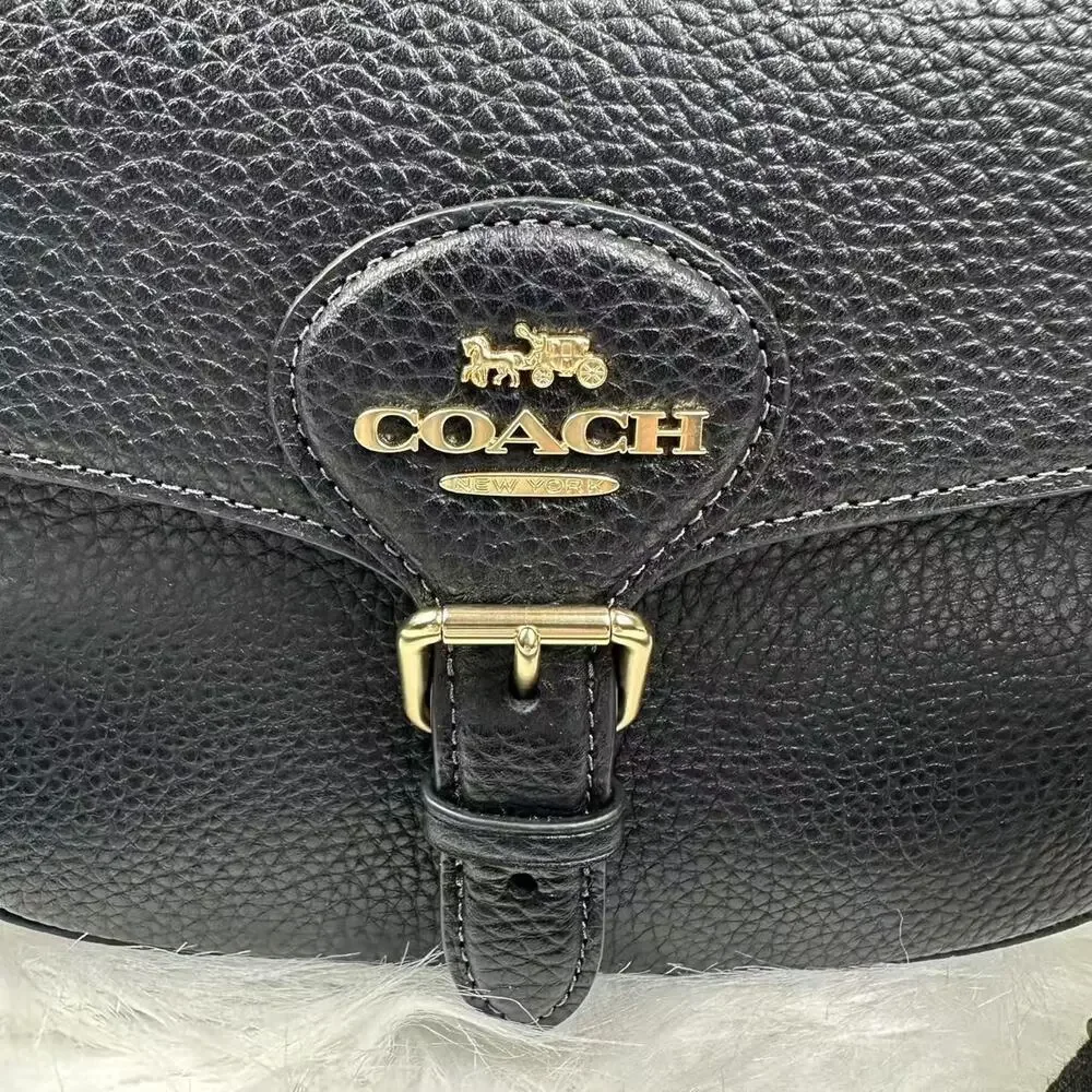 COACH Amelia Saddle Bag Shoulder/Crossbody Bag In Leather CP107 Gold/Black NWT